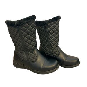 Weatherproof Black Quilted Zip-Up Faux Fur Lined Winter Snow Boots Women Size 7